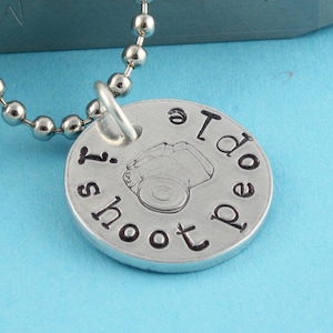 I Shoot People Necklace - Silver Necklace - Camera Necklace - Photographer Gift - Gift For Photographer - Charm Necklace - Gift Under 20