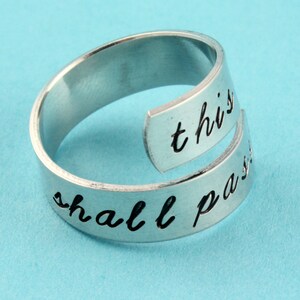 This Too Shall Pass Ring Adjustable Ring Twist Ring Inspirational Ring Silver Ring Wrap Ring Gone With The Wind Ring image 4