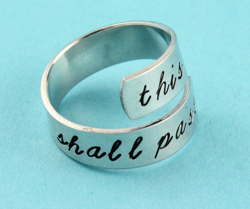 This Too Shall Pass Ring Adjustable Ring Twist Ring Inspirational Ring Silver Ring Wrap Ring Gone With The Wind Ring image 4