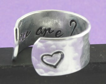 You Are Loved Ring - Heart Ring - Adjustable Ring - Valentine's Day Gift - Love Ring - I Love You Ring - Silver Ring - Adjustable Ring