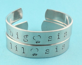 Big Sister Bracelet - Little Sister Bracelet - Cuff Bracelets - Little Sis Bracelet - Big Sis Bracelet - Sorority Bracelets - Lil Sis Gift