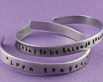 Friends Forever Cuff Bracelets - Silver Bracelets - BFF Bracelets - Best Friends Bracelets - Pooh Quote Bracelets - Set of 2 Bracelets