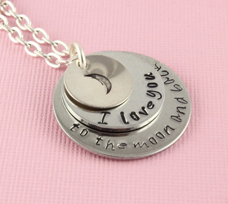I Love You to the Moon and Back Necklace Silver Necklace Personalized Necklace Mother's Day Gift for Mom Moon Necklace Grandma Gift image 1