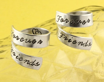 Forever Friends Rings, Best Friends Rings, Adjustable Rings, Twist Rings, Wrap Rings, Bestie Rings, Friendship Rings, Silver Rings, Ring Set