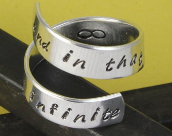 And In That Moment We Were Infinite Wrap Twist Ring, Couples Gift, Adjustable Silver Ring, Infinity Ring, Infinite Ring, Girlfriend Gift