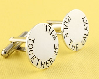 Together We Will Rule The Galaxy Cufflinks - Custom Round Cuff Links - Silver Cufflinks - Father's Day Gift- Anniversary Gift - Gift for Him