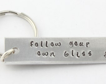 SALE - Follow Your Own Bliss Keychain - Lotus Flower Keychain - Keyring Key Chain Key Ring - Mother's Day gift