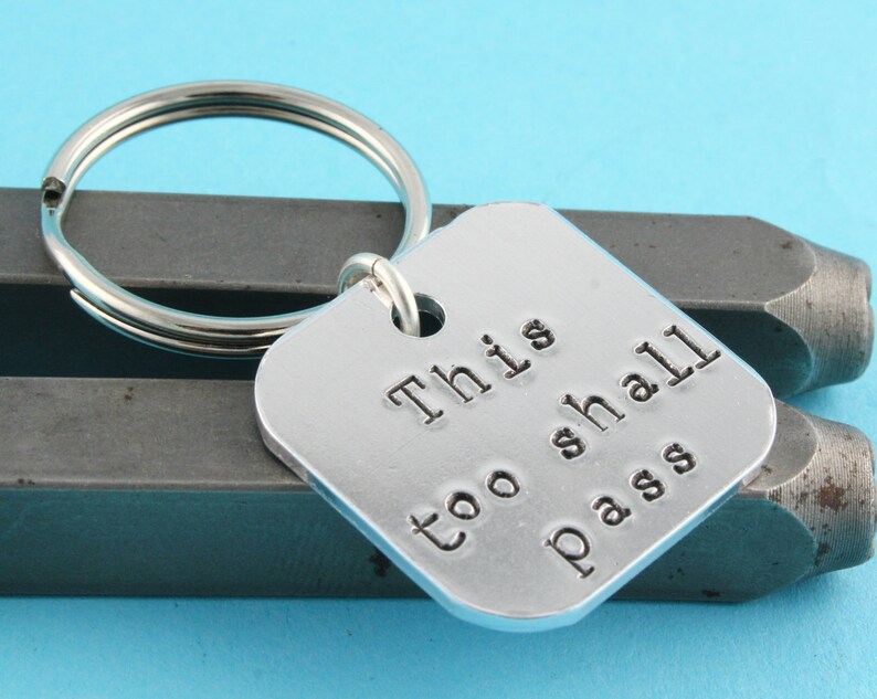 SALE This Too Shall Pass Keychain Proverb Key Chain Keyring Silver Key Ring image 3