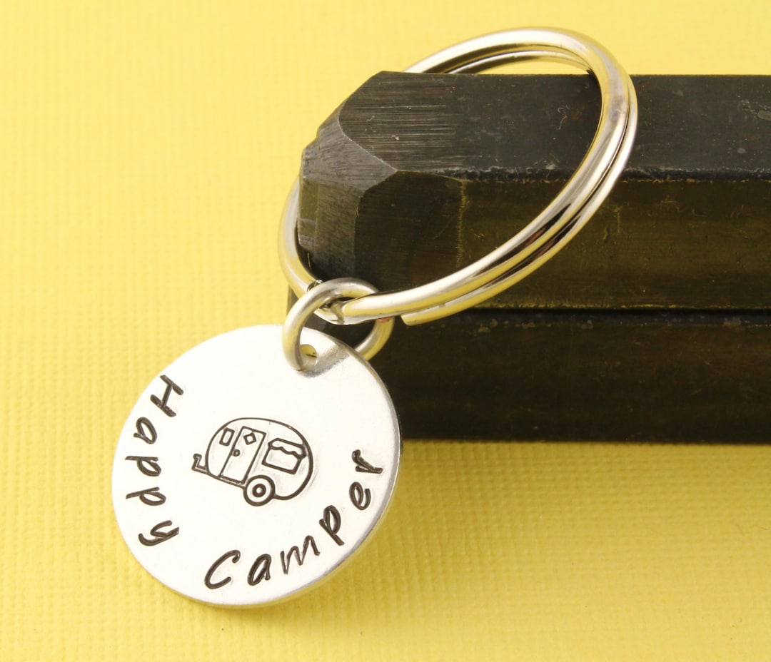 Happy Camper Keychain Camping Keychain RV Keychain Gift for Camping