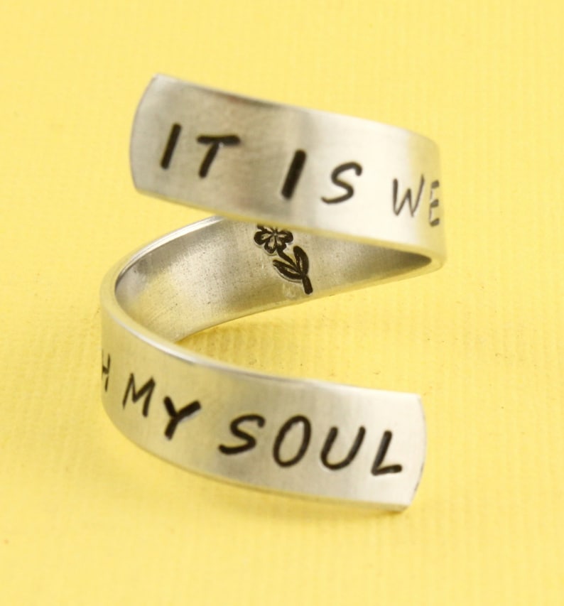 It Is Well With My Soul Ring Flower Ring Silver Ring Size 7 Ring Size 8 Ring Adjustable Ring Custom Ring Faith Ring Peace image 1