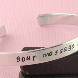 Custom Cuff Bracelet - Silver Bracelet - Personalized Bracelet - Customized Bracelet - Adjustable Bracelet - Gift For Her - Gift Under 20