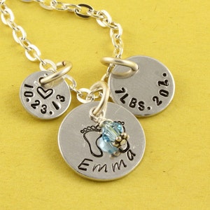 Mother&#39;s Day Gift - New Baby Necklace - Baby Stats Necklace - Personalized Necklace - Custom Necklace - Gift For Mom - Baby Name Gift