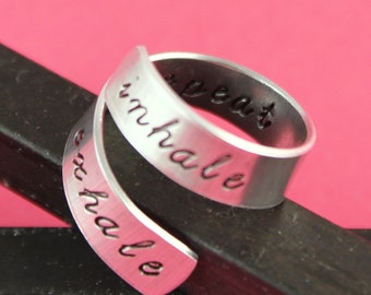 Inhale Exhale Repeat Ring - Twist Ring - Wickelring verstellbar Ring - Yoga Ring - Atem Ring - Atmen Ring - Calm Ring - Silber Ring