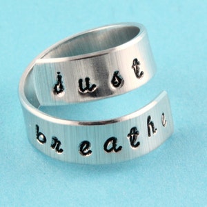 Just Breathe Ring - Twist Ring - Wrap Ring - Silver Ring - Meditation Ring - Meditate Ring - Yoga Ring - Motivational Ring - Inspirational