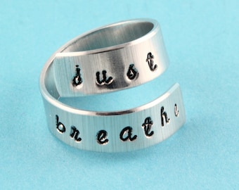 Just Breathe Ring - Twist Ring - Wrap Ring - Bague argentée - Bague de méditation - Bague de méditation - Bague de yoga - Bague de motivation - Inspirante