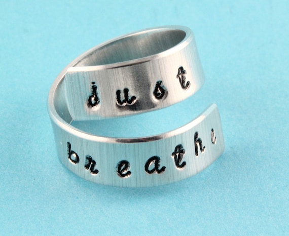 Just Breathe Ring - Twist Ring - Wrap Ring - Silver Ring - Meditation Ring - Meditate Ring - Yoga Ring - Motivational Ring - Inspirational