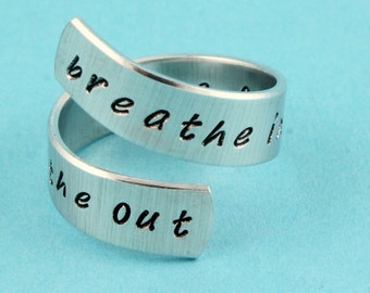 Breathe Ring - Breathe In Ring - Breathe Out Ring - Move On Ring - Wrap Ring - Twist Ring - Adjustable Ring - Silver Ring - Yoga Ring