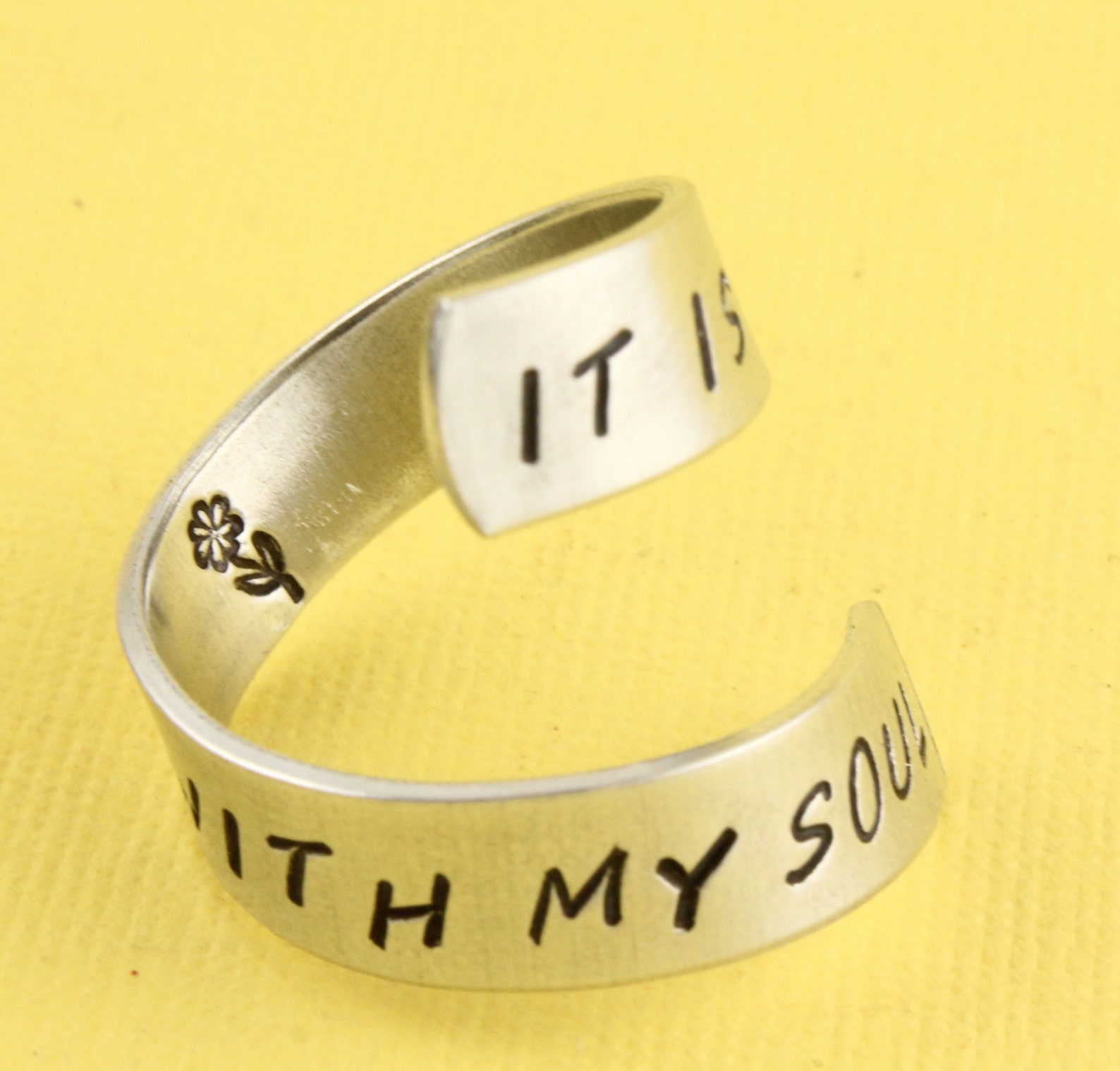 It is Well With My Soul Ring Flower Ring Silver Ring Etsy