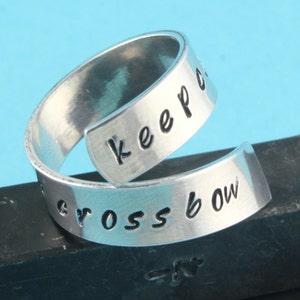 Keep Calm and Carry A Crossbow Ring Zombie Ring Daryl Ring Adjustable Ring Silver Ring Twist Ring Wrap Ring Custom Ring image 1