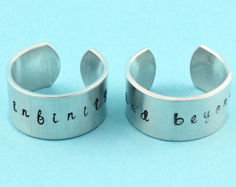 To Infinity and Beyond Rings - Adjustable Silver Rings - To Infinity Ring - Best Friends Rings - Couples Rings - Valentine's Day Gift