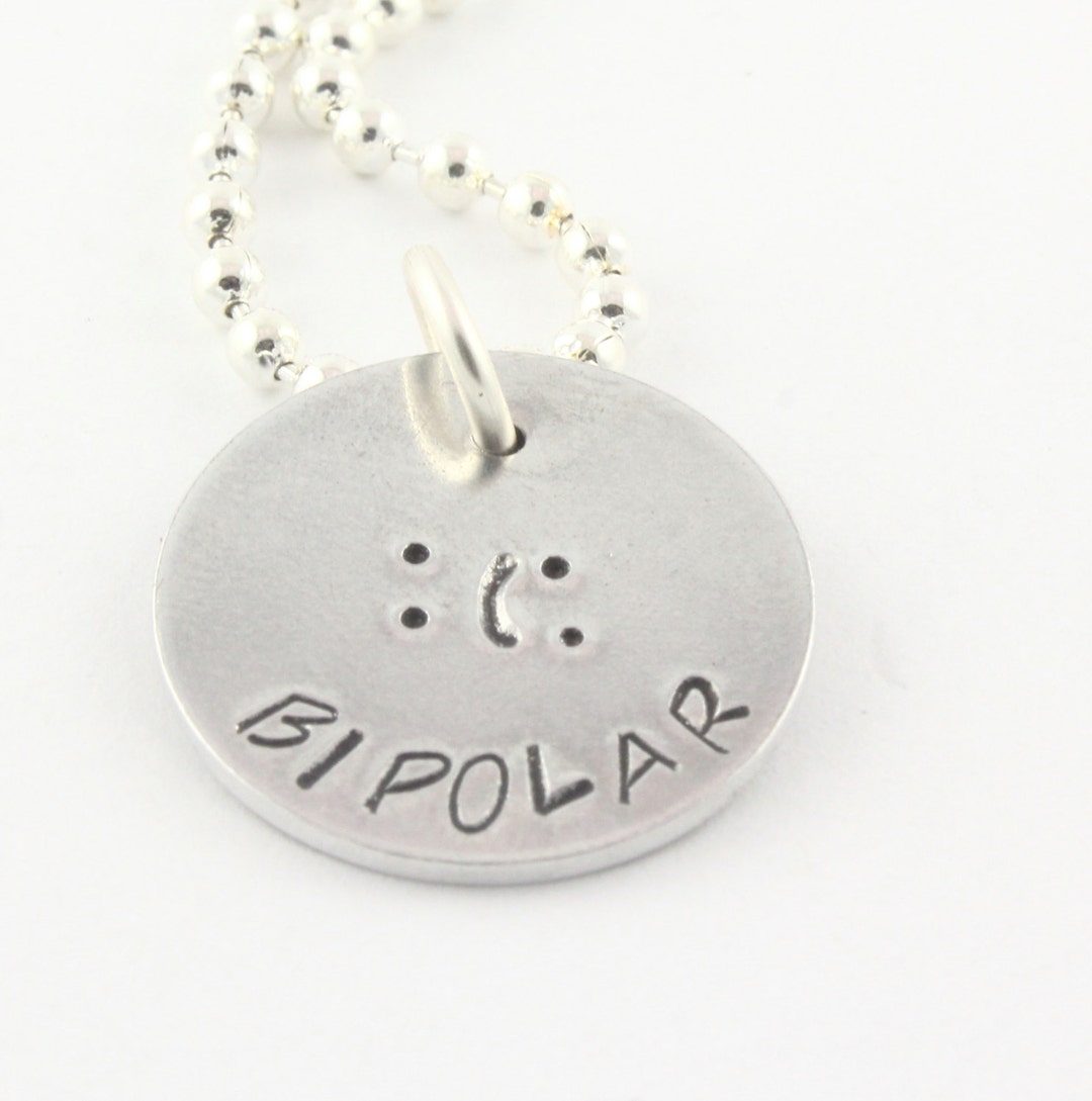 SALE Bipolar Necklace Happy Sad Necklace Hand Stamped Necklace Etsy