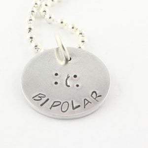 SALE - Bipolar Necklace - Happy Sad Necklace - Hand Stamped Necklace