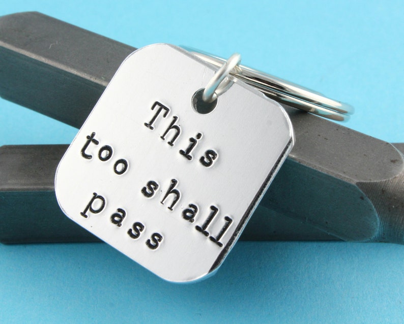 SALE This Too Shall Pass Keychain Proverb Key Chain Keyring Silver Key Ring image 1