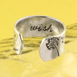 Dandelion Ring Wish Ring Adjustable Ring Graduation Gift Silver Ring Gift for Graduate Flower Ring Wish Jewelry Make A Wish image 3