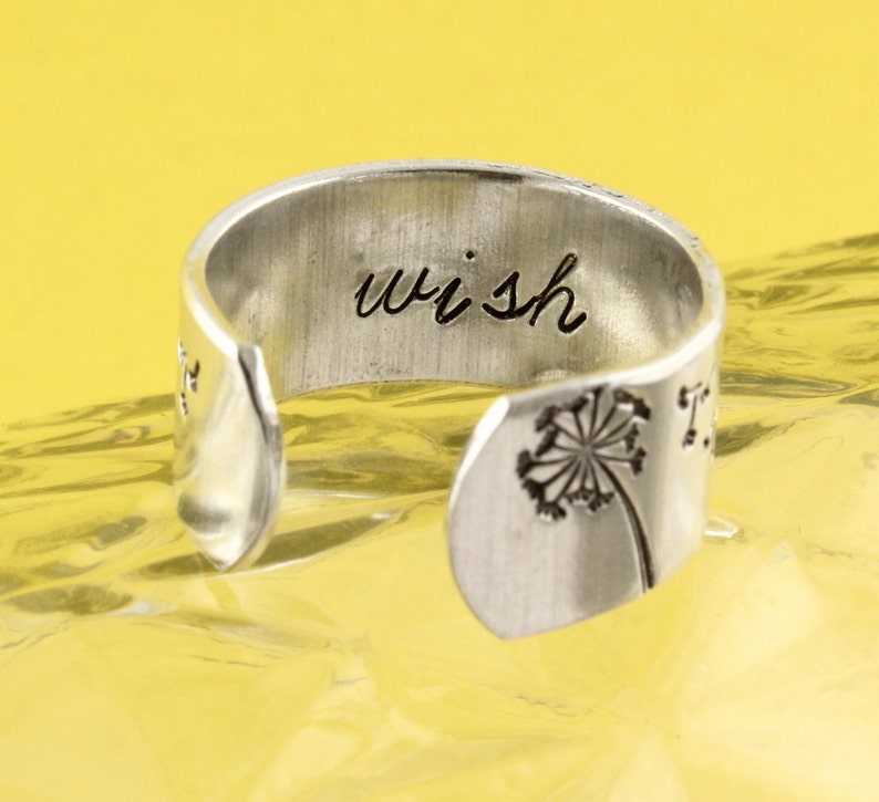 Dandelion Ring Wish Ring Adjustable Ring Graduation Gift Silver Ring Gift for Graduate Flower Ring Wish Jewelry Make A Wish image 3