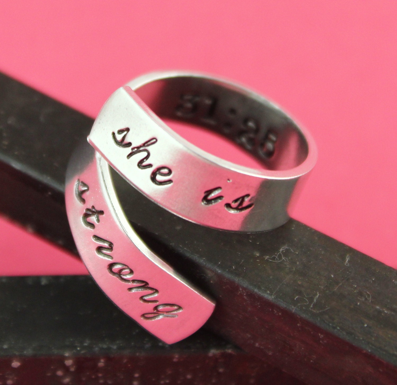She is Strong Ring Band Proverbs 3125 Adjustable Ring Etsy