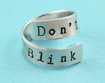 Don't Blink Ring - Adjustable Ring - Twist Ring - Wrap Ring - Doctor Ring - Fandom Ring - Who Ring - Silver Ring - Fan Ring - Whovian Ring