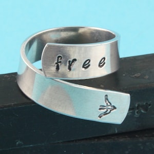 Free Bird Ring - Twist Ring - Wrap Ring - Silver Ring - Graduation Present - Free Spirit Ring - Adjustable Ring - Adventure Ring - Size 7