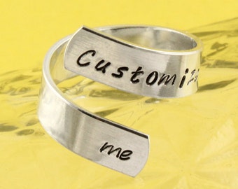 Personalizarme anillo envolvente - anillo giratorio - anillo de plata - anillo personalizado - anillo ajustable - anillo estampado a mano - anillo tamaño 5 - anillo tamaño 6