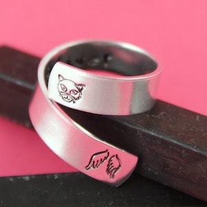 Cat Ring - Pet Memorial Ring - Personalized Cat Ring - Custom Ring - Silver Ring - Wrap Ring - Twist Ring - Pet Loss Gift - Pet Name Ring