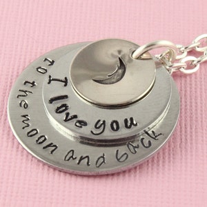 I Love You to the Moon and Back Necklace Silver Necklace Personalized Necklace Mother's Day Gift for Mom Moon Necklace Grandma Gift image 2