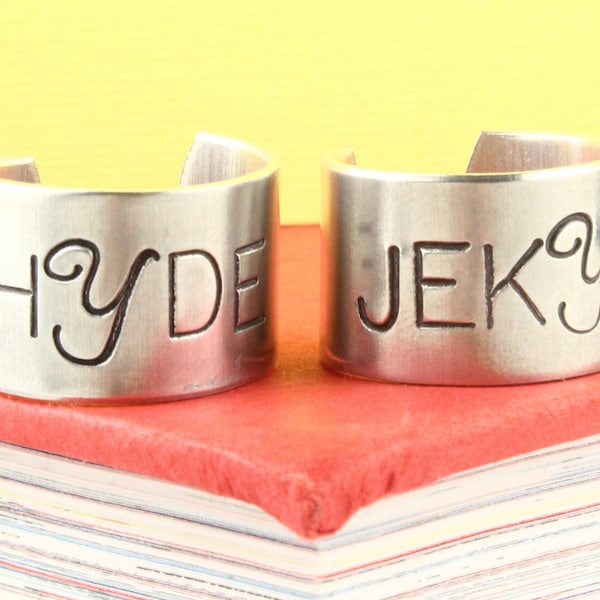 Dr. Jekyll and Mr. Hyde Rings - Silver Rings - Couples Rings - doctor jeykll - Size 7 Ring - Size 8 Ring - Adjustable Ring - Gift for Couple