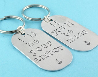 Anchor Keychains - Anchor Key Chains - Best Friend Keychains - Anchor Key Rings -  Best Friends Gift - BFF Key Chains - Boyfriend Gift