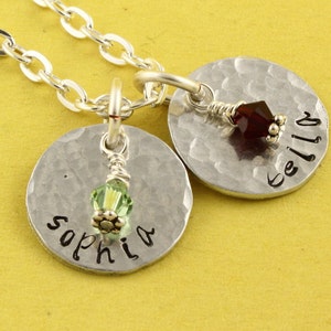 Personalized Birthstone Necklace - Custom Necklace - Birth Stone Necklace - Name Necklace - Silver Necklace -Gift for Mom - Gift For Grandma