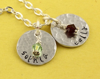 Personalized Birthstone Necklace - Custom Necklace - Birth Stone Necklace - Name Necklace - Silver Necklace -Gift for Mom - Gift For Grandma