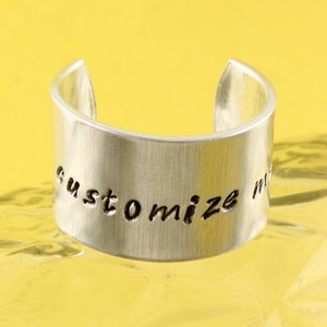 SALE - Customizable Personalized Ring - Hand Stamped Adjustable Aluminum Ring - Handstamped Ring - Custom Mother&#39;s Day Gift - Gift for Her