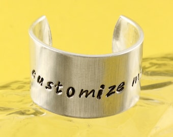 SALE - Customizable Personalized Ring - Hand Stamped Adjustable Aluminum Ring - Handstamped Ring - Custom Mother's Day Gift - Gift for Her