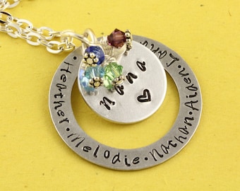 Nana Necklace, Birthstone Necklace, Personalized Necklace, Grandmother Necklace, Silver Necklace, Custom Gift for Grandma, Mother's Day Gift