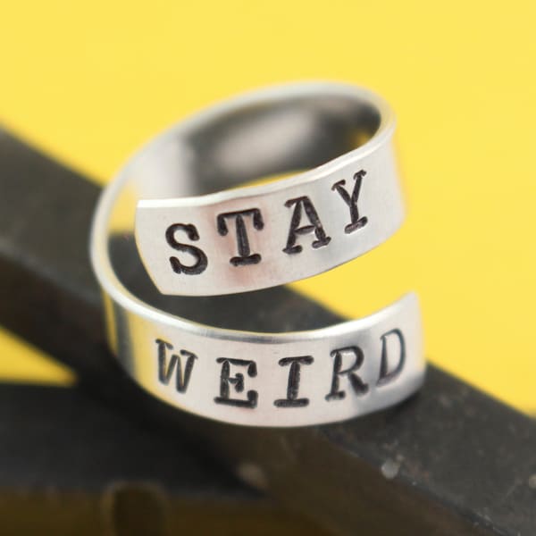 Stay Weird Ring - Wrap Ring - Twist Ring - Bague en argent - Bague réglable - Bague en argent - Bague unique - Bague Be Different - Bague de taille 7