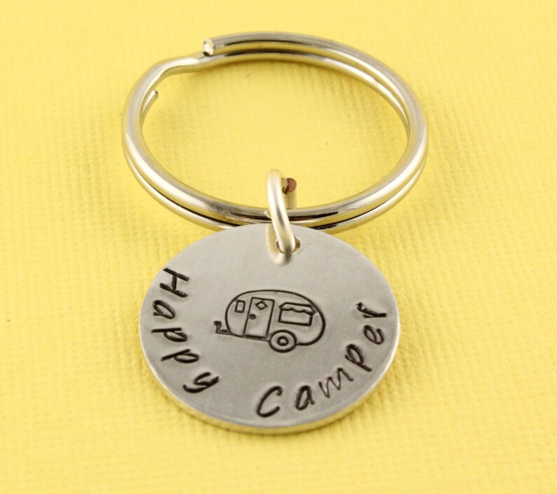 Happy Camper Keychain Camping Keychain RV Keychain Gift Etsy
