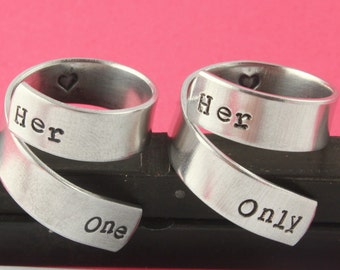 Her One Ring - Her Only Ring - Adjustable Rings - Silver Rings - Couples Rings - Anniversary Gift - Twist Ring - Wrap Ring - LGBTQ Rings