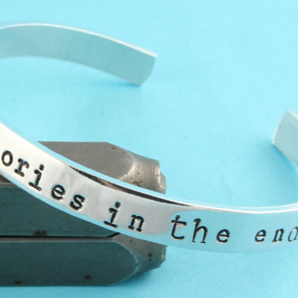 We're All Stories In The End Cuff Bracelet - Adjustable Bracelet - Silver Bracelet - Quote Bracelet - Dr Who Bracelet - Doctor Who Bracelet