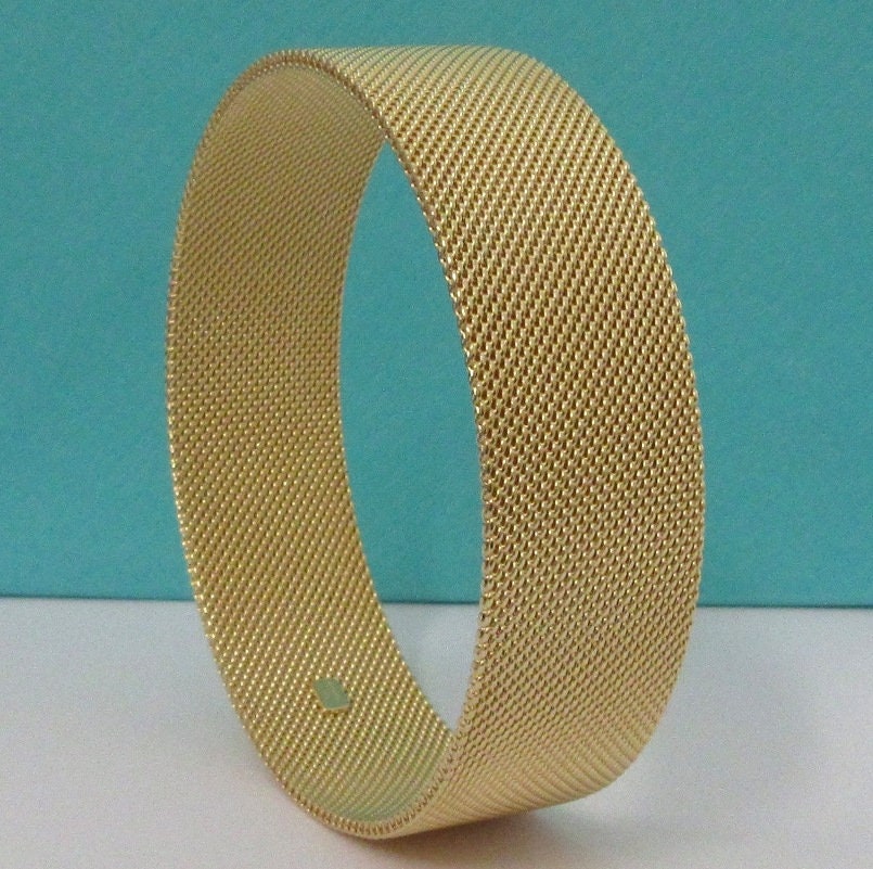 Tiffany & Co 18K Yellow Gold Somerset Wide Mesh Band — Antique Jewelry NYC