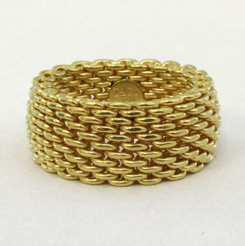 18K Yellow Gold Filled Unisex flexible Mesh 10mm wide Somerset Band Ring Y241 