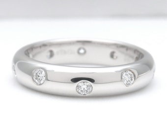 TIFFANY & Co. Platinum Diamond Etoile 4mm Band Ring 5