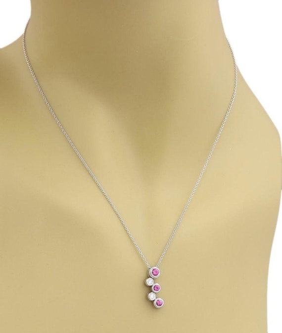 TIFFANY & Co. Platinum Diamond Pink Sapphire Bubb… - image 3